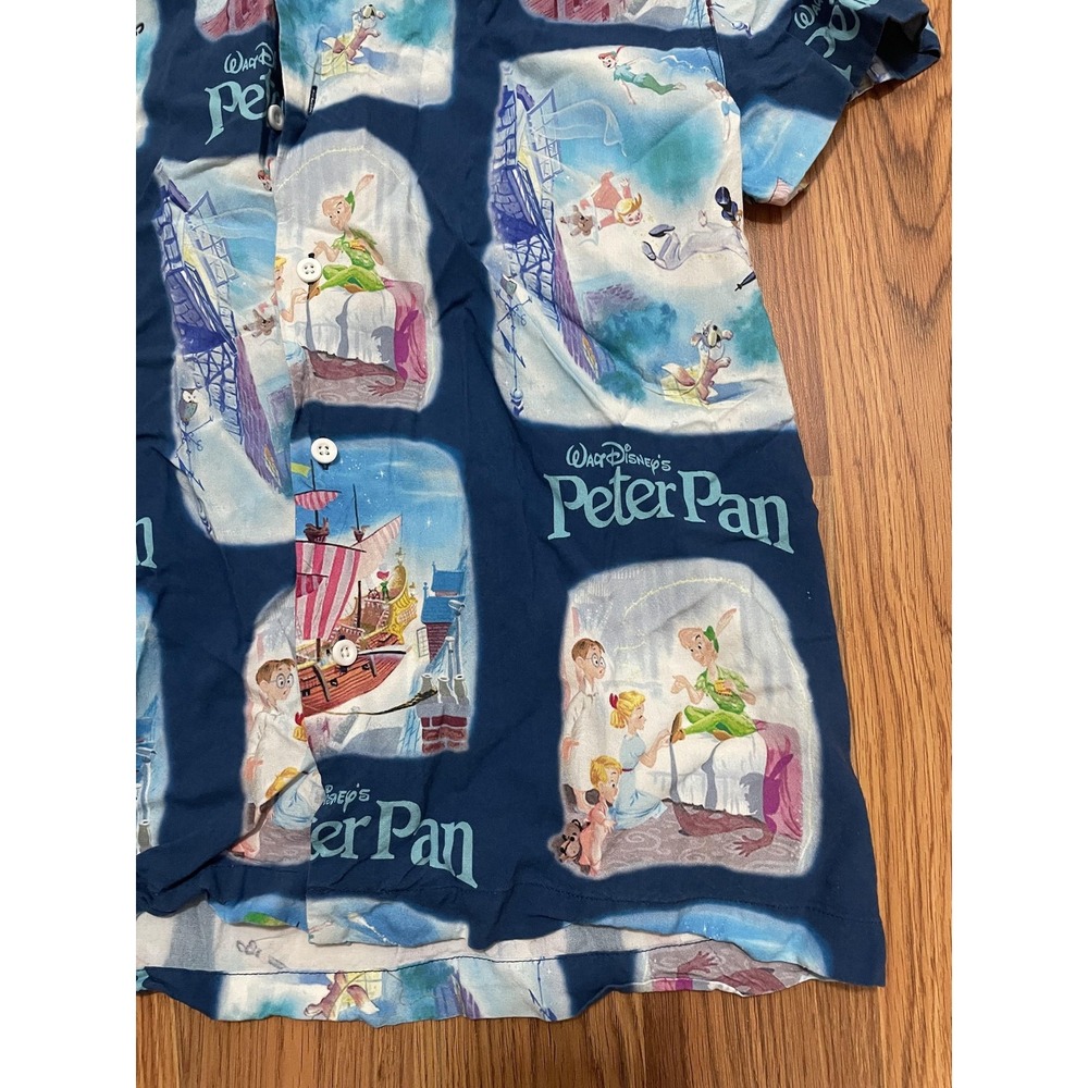 Disney Peter Pan Shirt Mens Small Graphic Print Short Sleeve Button Up - Picture 5 of 9